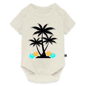 Hibiscus palmier - Body à manches courtes Premium Bébé - blanc cassé - Devant