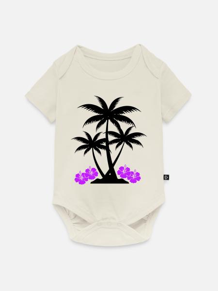palme hibiskus - Baby Premium Kurzarmbody - Naturweiß
