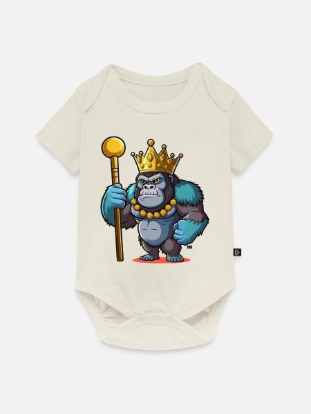König Gorilla - Baby Premium Kurzarmbody - Naturweiß