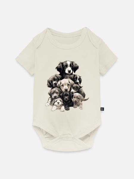 Niedliche Hunde - Baby Premium Kurzarmbody - Naturweiß