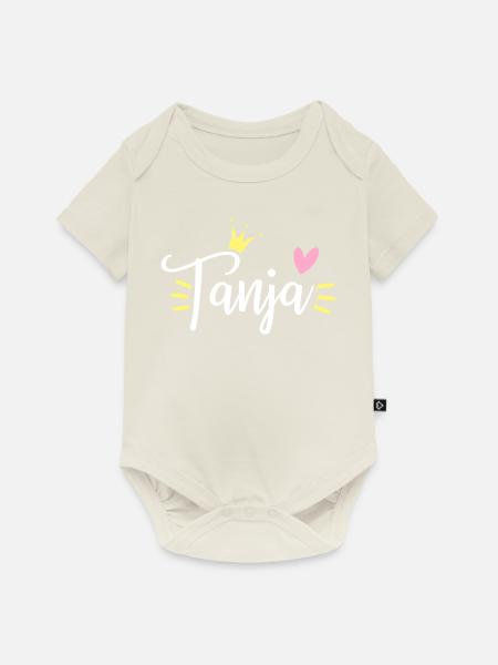 Tanja Name Krone - Baby Premium Kurzarmbody - Naturweiß