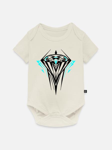 Diamant Juwel Edelstein - Baby Premium Kurzarmbody - Naturweiß