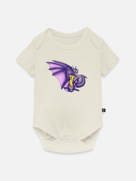 Herbst Lila Drache - Baby Premium Kurzarmbody - Naturweiß