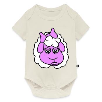 mouton fille femme visage femelle assez fatigué - Body à manches courtes Premium Bébé - blanc cassé - Devant