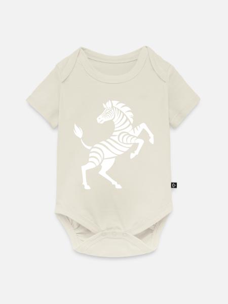 Zebra Hufe hoch Kunststück Silhouette - Baby Premium Kurzarmbody - Naturweiß