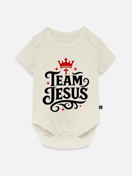 Team Jesus Krone - Baby Premium Kurzarmbody - Naturweiß