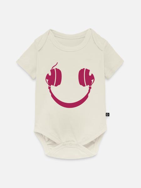 Smiley Headphone - Baby Premium Kurzarmbody - Naturweiß