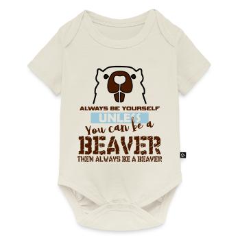 Cadeau de castor - Body à manches courtes Premium Bébé - blanc cassé - Devant