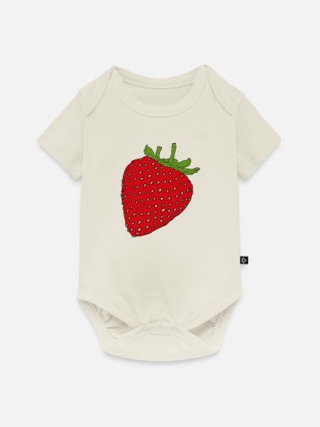 Erdbeere - Baby Premium Kurzarmbody - Naturweiß