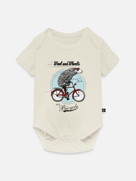 Wool and Wheels - Baby Premium Kurzarmbody - Naturweiß
