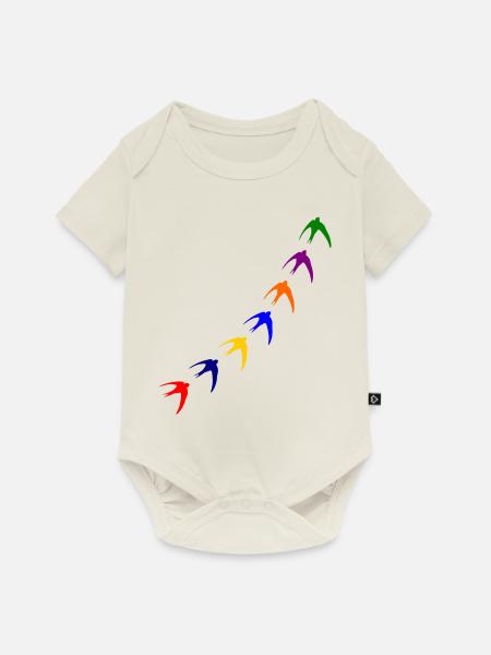Bunte Vögel - Baby Premium Kurzarmbody - Naturweiß