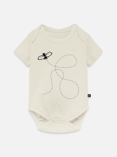 Fliege Gestrichelte Linie - Baby Premium Kurzarmbody - Naturweiß