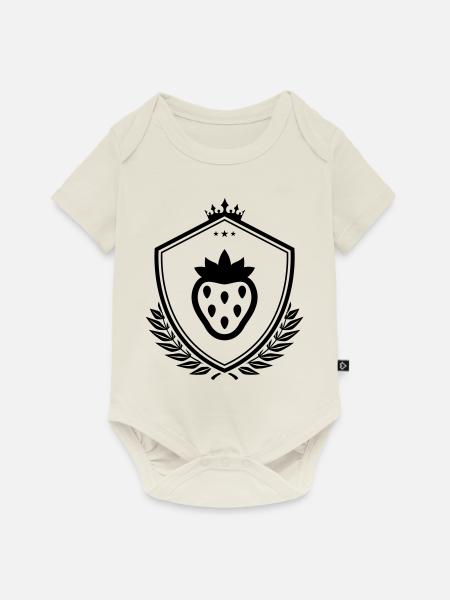 Erdbeere schild - Baby Premium Kurzarmbody - Naturweiß