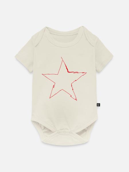 Stern Zeichnung - Baby Premium Kurzarmbody - Naturweiß