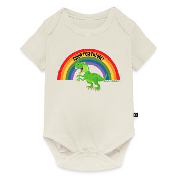 RAWR FOR FUTURE - T-REX II - Regenbogen Dino - Baby Premium Kurzarmbody - Naturweiß - Vorne