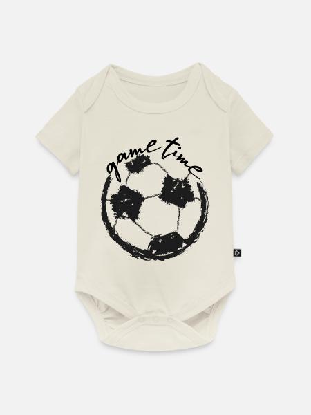 Spielzeit Fußball - Baby Premium Kurzarmbody - Naturweiß