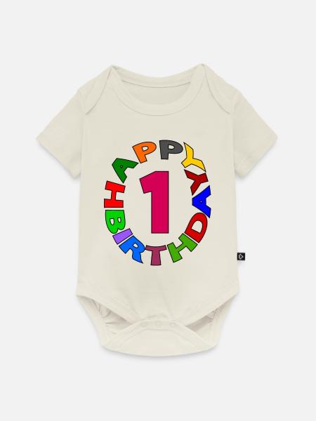 Happy Birthday 1 - Baby Premium Kurzarmbody - Naturweiß