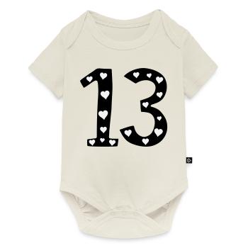 13 anniversaire avec coeur - Body à manches courtes Premium Bébé - blanc cassé - Devant
