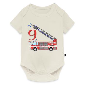 Camion de pompiers 9e anniversaire - Body à manches courtes Premium Bébé - blanc cassé - Devant
