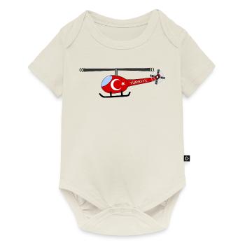 Helicopter Türkiye Flag Children - Baby Premium short-sleeve bodysuit - off white - Front