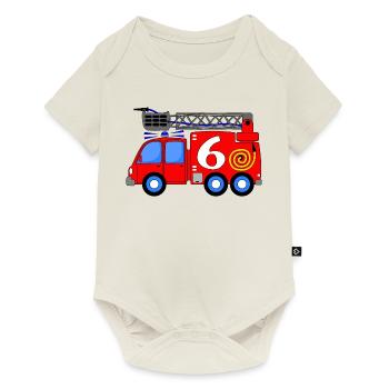 Fire engine 6 birthday children - Baby Premium short-sleeve bodysuit - off white - Front