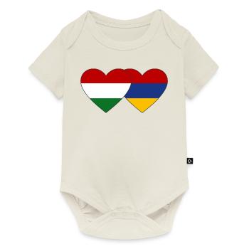 Hungary Armenia Flag Heart - Baby Premium short-sleeve bodysuit - off white - Front