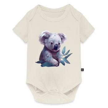 Cute koala with eucalyptus leaf - Baby Premium short-sleeve bodysuit - off white - Front