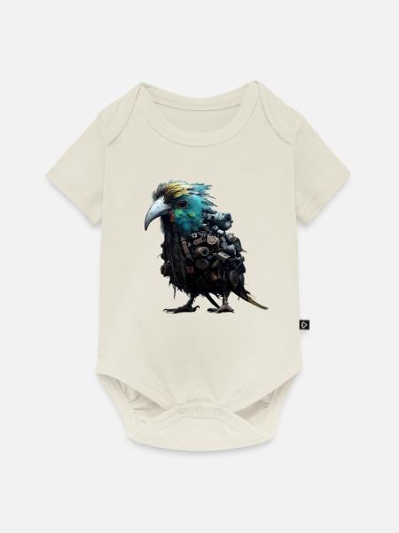Steampunk Vogel - Baby Premium Kurzarmbody - Naturweiß