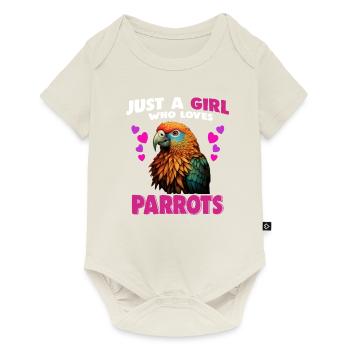 Juste une fille qui aime les perroquets - Body à manches courtes Premium Bébé - blanc cassé - Devant