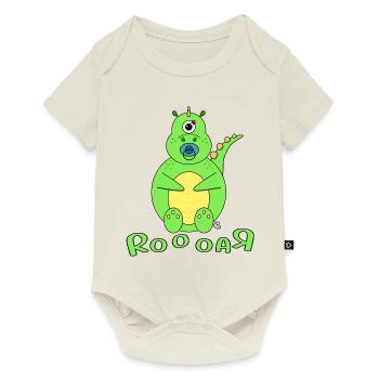 Dino Baby Name Garçon - Body à manches courtes Premium Bébé - blanc cassé - Devant