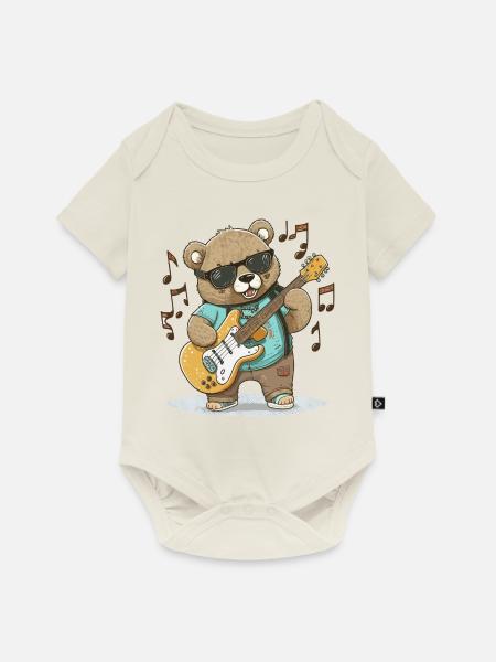 Bären-Wippe - Baby Premium Kurzarmbody - Naturweiß