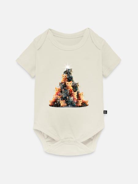 Funkelnder Katzenbaum - Baby Premium Kurzarmbody - Naturweiß