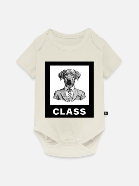 Dog with Class - Baby Premium Kurzarmbody - Naturweiß