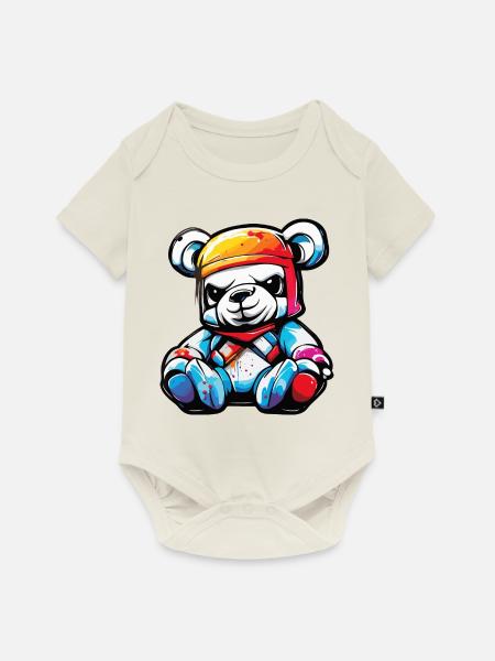Teddybär / Kuscheltier / Stofftier / Geschenkidee - Baby Premium Kurzarmbody - Naturweiß