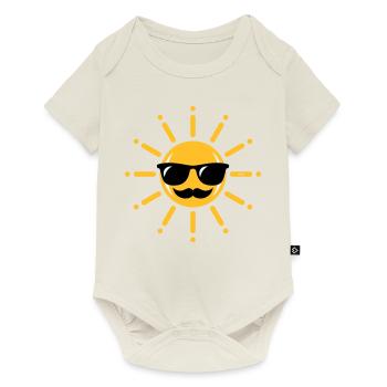 Drôle De Soleil Avec Lunettes De Soleil Et Moustache 3C - Body à manches courtes Premium Bébé - blanc cassé - Devant