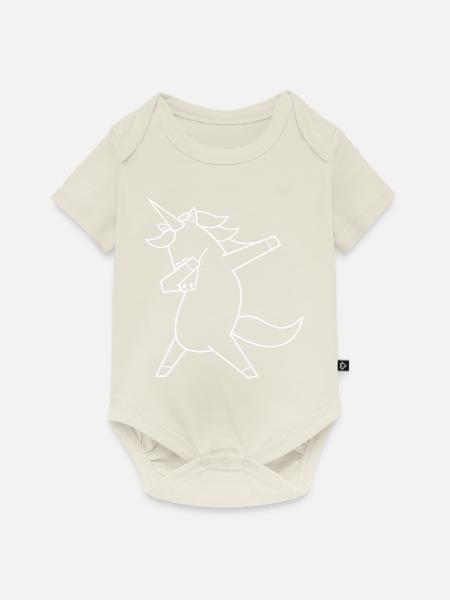 dabbing unicorn - Baby Premium Kurzarmbody - Naturweiß