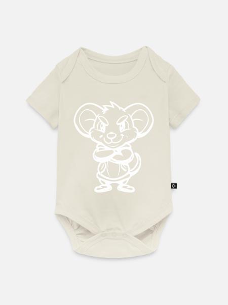 maus - Baby Premium Kurzarmbody - Naturweiß