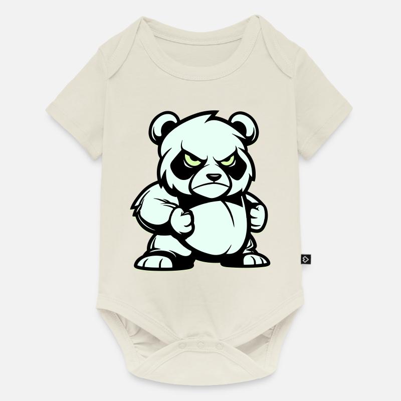 pandabär comic - Baby Premium Kurzarmbody - Naturweiß