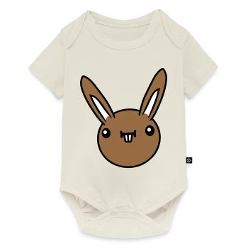 Hase Lustig Gesicht Grimasse Albern Ulkig Lächeln - Baby Premium Kurzarmbody - Naturweiß - Vorne