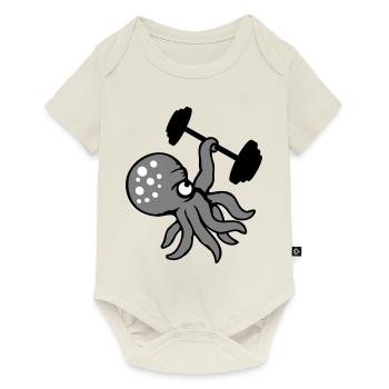 Octopus Bodybuilder Muscle Building Gym Gym - Baby Premium short-sleeve bodysuit - off white - Front