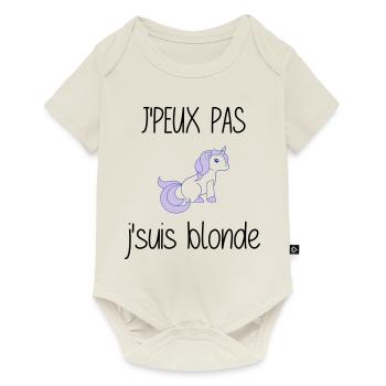 j'peux pas j'suis blonde - Body à manches courtes Premium Bébé - blanc cassé - Devant