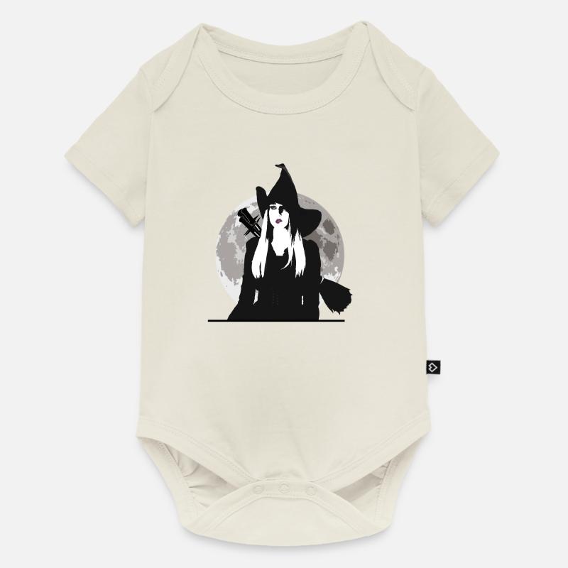 Sorcière Coven - Sorcière Lune / Sorcière Lune Lune - Body à manches courtes Premium Bébé - blanc cassé