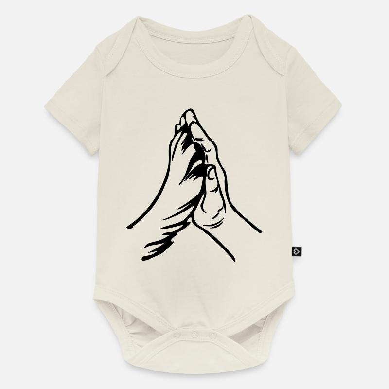 Main et patte - Body à manches courtes Premium Bébé - blanc cassé