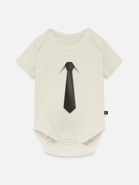 Krawatte braun - Baby Premium Kurzarmbody - Naturweiß