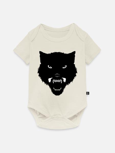 schwarzer Wolfskopf - Baby Premium Kurzarmbody - Naturweiß