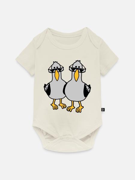 2 Möwen Freunde Team - Baby Premium Kurzarmbody - Naturweiß