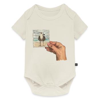 Main avec photo d'une mouette - Body à manches courtes Premium Bébé - blanc cassé - Devant