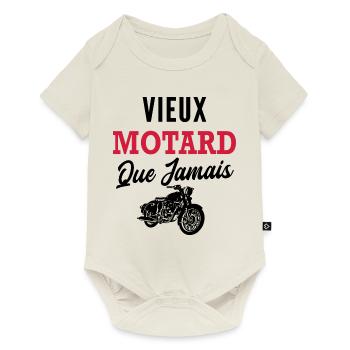 vieux motard / humour moto vintage - Body à manches courtes Premium Bébé - blanc cassé - Devant