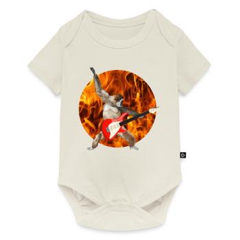 Monkey Whitebeard Gibbon Electric Guitar Fire Lets Rock - Baby Premium short-sleeve bodysuit - off white - Front