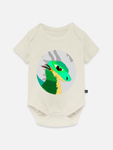 Maxkes BarneyDragoni - Baby Premium Kurzarmbody - Naturweiß